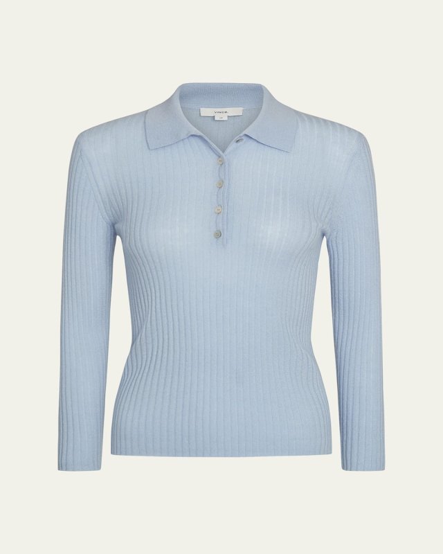 Long-Sleeve Wool Henley Top
